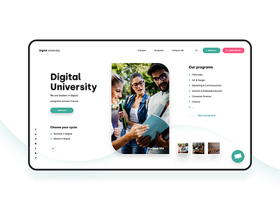 Digital University admission adobe xd chatbot college cycle graphic design hero illustrator landing page learn photoshop program scholarship school student university ux ui waves webdesign website