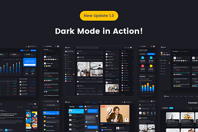 Dark Theme UI Kit dark theme dark ui dashboard ui kit design framework freebies landing page night mode product design social media ui design ui kit web design