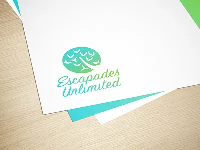 Escapades Unlimited Concept 1 bird blue custom lettering custom type elephant gradient green nature premium simple sri lanka tree