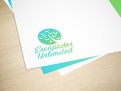 Escapades Unlimited Concept 1 bird blue custom lettering custom type elephant gradient green nature premium simple sri lanka tree