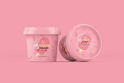 Ice Cream Jar Packaging Mockup 3d brand branding design graphic icecream jar mock up mock ups mockup mockups packaging presentation psd mockup template