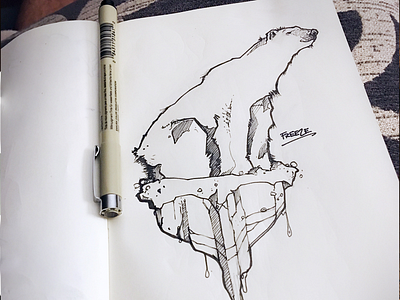 Inktober day 4: FREEZE animals drawing drawings illustration ink inktober inktober2019 polarbear