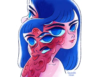 Inktober day 5 art artist cartoons digital girl horror art illustration inktober kassandra heller