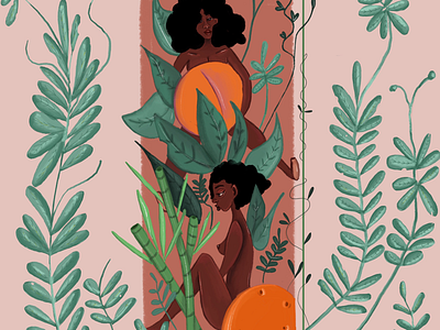 women x fruit black women drawing flat fruit illustration plants procreate texture women