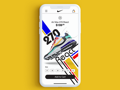 Air Max 270 React bauhaus concept design mobile nike shoes sneaker ui ux uxui web xd