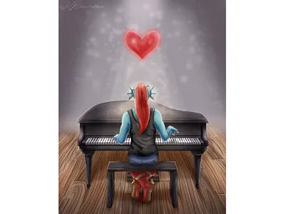 Undertale - She’s Playing Piano fanart illustration piano undertale undyne video games