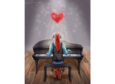 Undertale - She’s Playing Piano fanart illustration piano undertale undyne video games