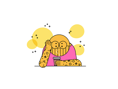 Cheer Up character design cheer up coffee illustration selfie simple design