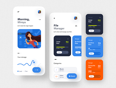 File Manager app UI app app design application application design clean clean ui cleaner file manager illustration mobile app design mobile ui ui ux