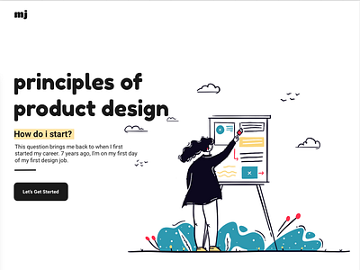 Landing page birds brush clouds designer girl illustration landing page plants procreate ui ux web