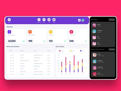 HR management tool app branding clean colors dashboard dashboard design design flat illustration menu minimal product design typography ui ux vector webapp webdesign website