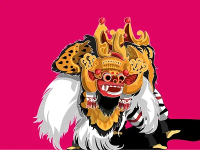 Barong dance as bali ( Indonesia ) traditional culture. artwork digitalart illustration vector