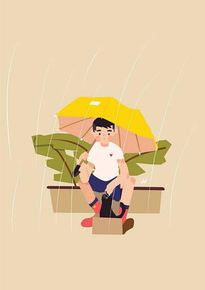 Rain animation app design flat illustration illustrator lettering minimal vector