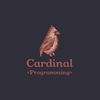 Cardinal Programming bird branding icon illustration logo low poly low poly art low polygon modern pink programming red typography