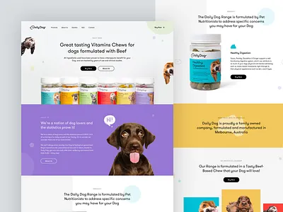 Dog's Food Site bright colorful dog food product ui ux webdesign website