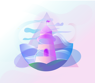 Crystal castle abstract bright castle colorful cute design fairytale gradient illustraion illustration magic purple tale vector