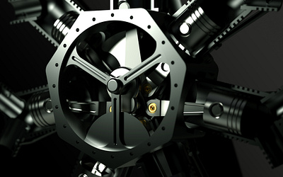 Radial engine 3d animation design engineering inspiration mechanical modeling