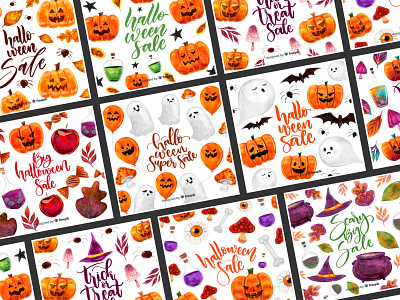 Watercolor Halloween Sale autumn autumn leaves celebration design freepik ghost halloween halloween sale handlettering lettering promo promotion pumpkin sale sales typography vector watercolor watercolour witch