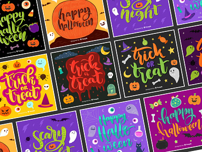 Trick or Treat & Happy Halloween autumn celebration cute design elements freepik ghost halloween hand drawn handlettering illustration kawaii lettering logo october pumpkin trick or treat typography vector witch