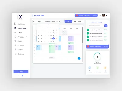 Timesheet App Design calendar design digital minimal okr timesheet todoist ui ui ux uiux ux web website