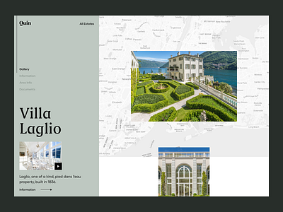 Villa Laglio Gallery Layout gallery info landing page layout luxury map minimal platform product real estate sidebar typography ui ui design ux ux design video villa web website