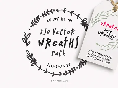 250 Wreaths MegaPack Vectors floral wreaths digital illustration nantiaco graphics wreaths clipart