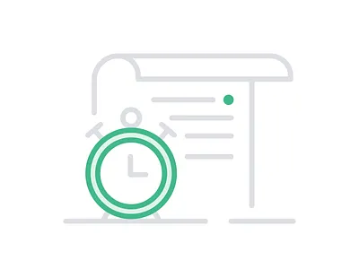 Event Specs – Contentful clock date flat illustration green grey icon icon set lineart list note notes outline paper specification time watch