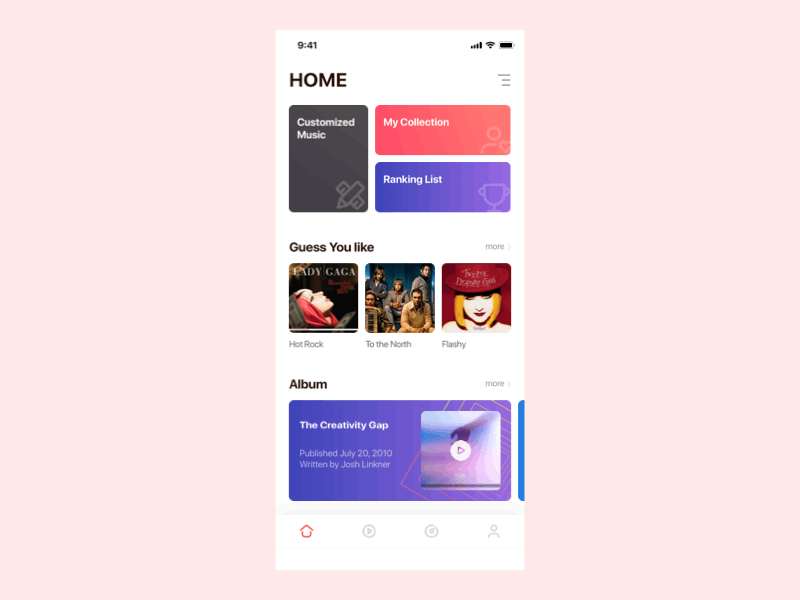 Music APP animation app flat motion design ux