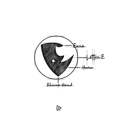 E Rhino Logo animal brand branding design designer garagephic studio graphic icon illustration logo rhino rhino logo simple sketch vector