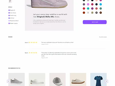Product Page For An Online Shoe Store add to cart clean design e commerce ecommerce minimal modern online shop online store product product page typography ui ui design ux web design webdesign