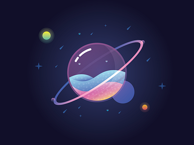 Space adobe illustrator colors flat gradient illustration planet space stars universe vector