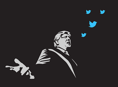 Trump tweeting some fresh news blue design icon logo news portrait trump vector