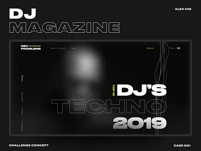 01 — DJ Magazine Special Article dark ui dj fashion homepage magazine minimal music one page onepage play player portfolio promo techno typogaphy website wide
