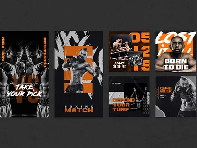 Boxing Instagram Pack creative design instagram instagram banner instagram post instagram stories instagram template poster art socialmedia vector