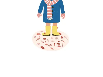 Inktober Day 6: Leaves autumn boots chestnut fall jacket leaves mittens scarf