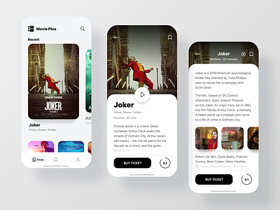 Movies App app cinema clean description design details feed grid ios mobile movie movies movies app popular tickets ui white