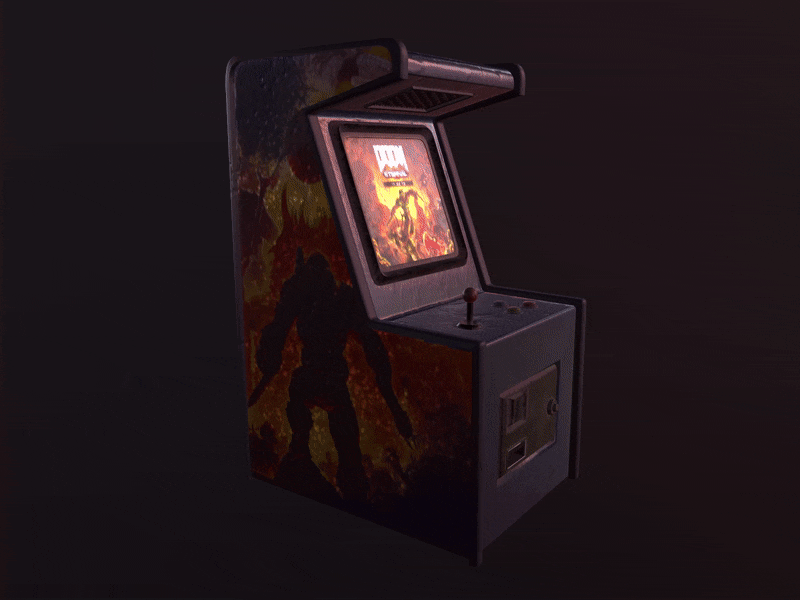 DOOM Gaming Arcade 3d 3d model 3d modeling 3d rendering 3ds max 3dsmax animation doom game marmoset marmoset toolbag substance painter substancepainter texture textures