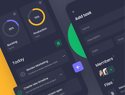 Mobile Application - Task Manager #1 blue concept dark dark ui mobile task task management ui uidesign uiux