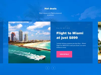 Hot Deals Block. Creating UI Process. deals design flight flightapp flights fly miami plane search travel traveling trip ui user interface