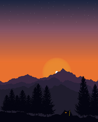 Sunrise 2d art drawing illustration sunrise