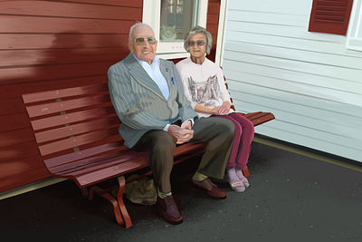 Grandparents 99thinfantry cats grandparents ipad photoreference procreate red bench wwii