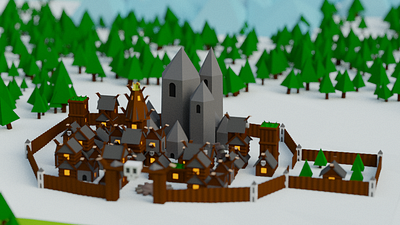 Bardur City for Battle of Polytopia Game of Thrones Intro 3d 3d animation animation battle building game game of thrones low poly mobile polytopia scandinavian skull thrones video viking wooden