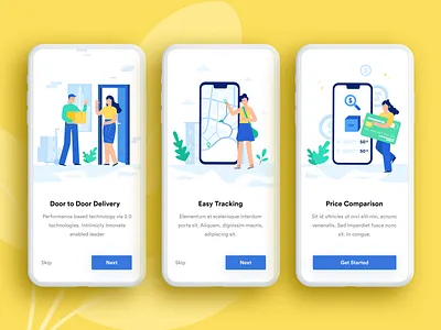 Courier App - Onboarding Screens app app design app designer clean courier app delivery app illustration ios app minimal onboarding screen ui ux design ui ux designer