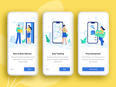 Courier App - Onboarding Screens app app design app designer clean courier app delivery app illustration ios app minimal onboarding screen ui ux design ui ux designer