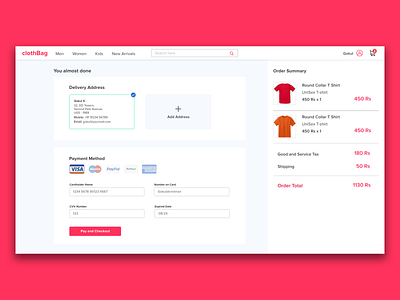 CheckOut Page DailyUI Task No: 002 dailyui dailyui 002 ui uiux