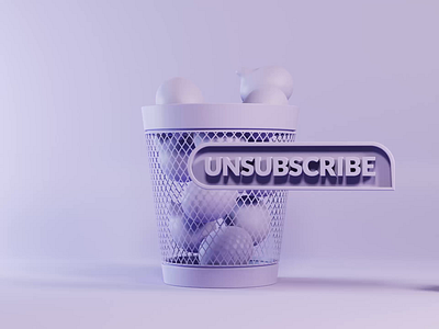 Automatic unsubscribe - Clay 3d animation balloon basket blender bubble c4d cinema 4d clay cycles design illustration motion motion design motion graphics render trash unsubscribe violet web design