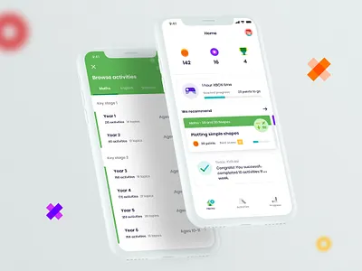 EdPlace Revision App achievements browse cards dashboard education ios iphone revision school student ui uk ux worksheets