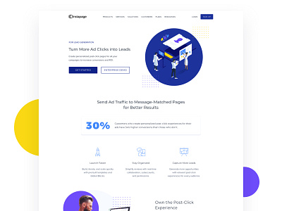Instapage- Solution Pages ad ads ecommerce facebook flat google ads instapage isometric landing page lead generation pattern post click optimization retargeting solution pages web page web pages website