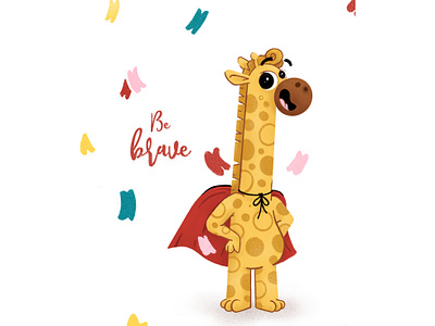 Giraffe brave celebration illustration nursery smile superhero