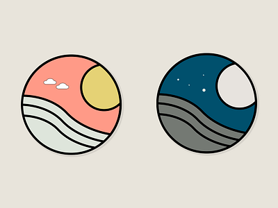 Sun & Moon badge brand design branding design flat icon illustration illustrator logo moon sun vector